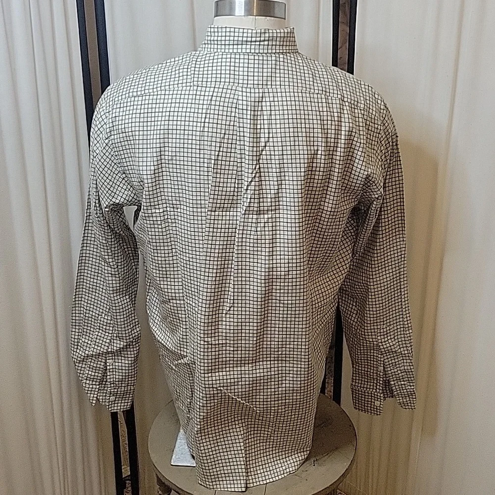 Polo Ralph Lauren Classic Fit Button Down Shirt, Cream with Brown/Green Strip, L